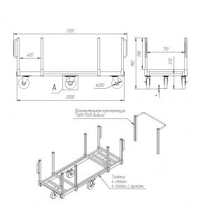 Тележка Flames серии 1309.102 _ габаритные размеры